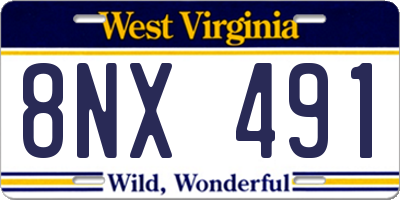 WV license plate 8NX491