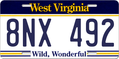 WV license plate 8NX492