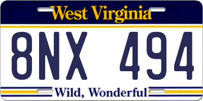 WV license plate 8NX494
