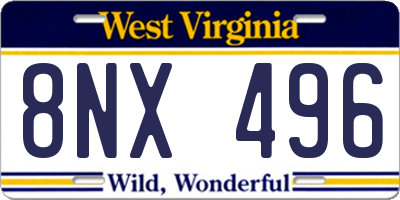 WV license plate 8NX496
