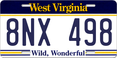 WV license plate 8NX498