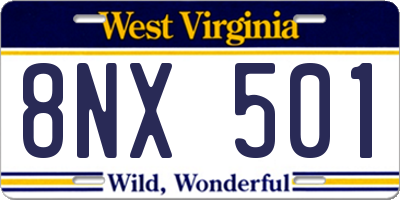 WV license plate 8NX501