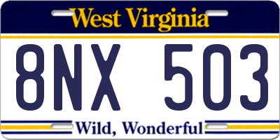 WV license plate 8NX503