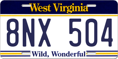 WV license plate 8NX504