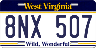 WV license plate 8NX507
