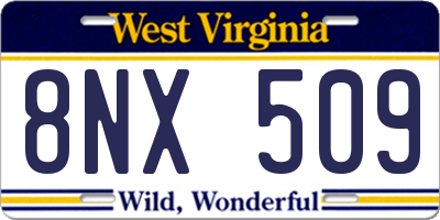 WV license plate 8NX509