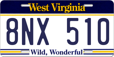 WV license plate 8NX510