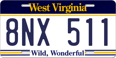 WV license plate 8NX511