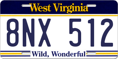 WV license plate 8NX512