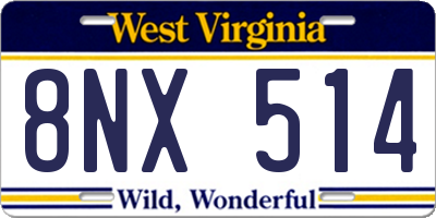 WV license plate 8NX514
