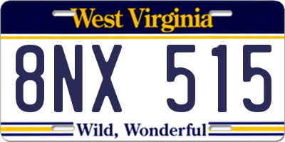 WV license plate 8NX515
