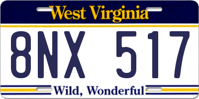 WV license plate 8NX517