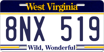 WV license plate 8NX519