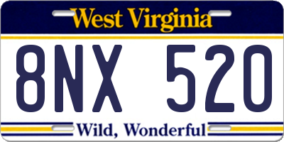WV license plate 8NX520