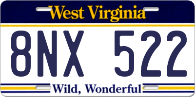 WV license plate 8NX522