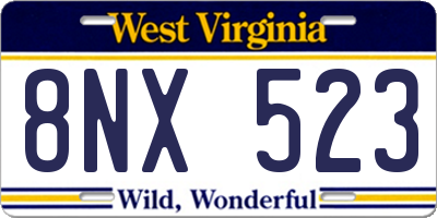 WV license plate 8NX523