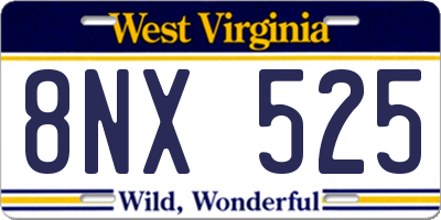 WV license plate 8NX525