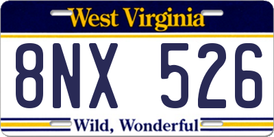 WV license plate 8NX526