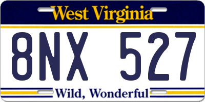 WV license plate 8NX527