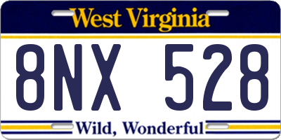 WV license plate 8NX528
