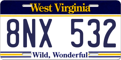 WV license plate 8NX532