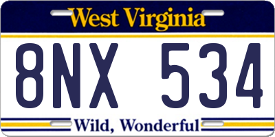 WV license plate 8NX534