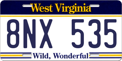 WV license plate 8NX535