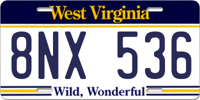 WV license plate 8NX536