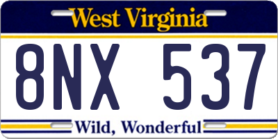 WV license plate 8NX537