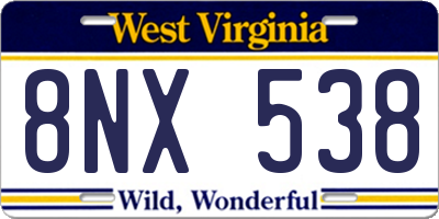 WV license plate 8NX538
