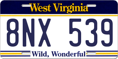 WV license plate 8NX539