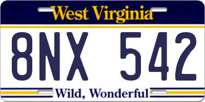 WV license plate 8NX542