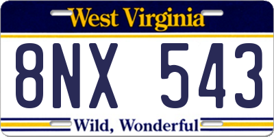 WV license plate 8NX543