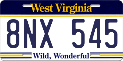 WV license plate 8NX545