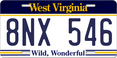 WV license plate 8NX546