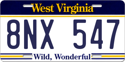 WV license plate 8NX547