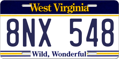 WV license plate 8NX548
