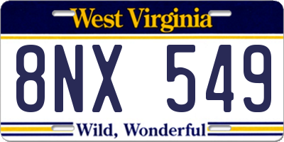 WV license plate 8NX549