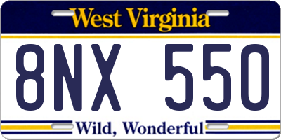 WV license plate 8NX550
