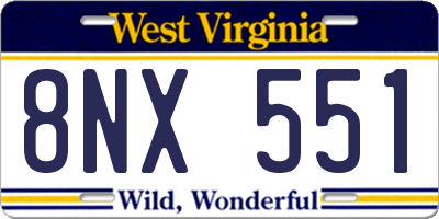 WV license plate 8NX551