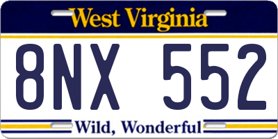 WV license plate 8NX552