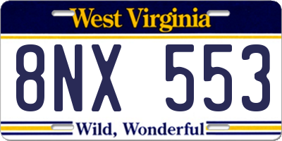 WV license plate 8NX553