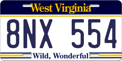 WV license plate 8NX554