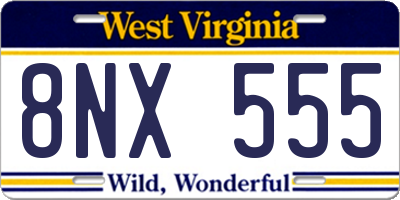 WV license plate 8NX555