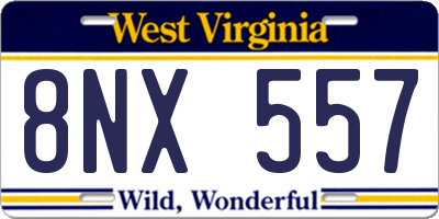 WV license plate 8NX557