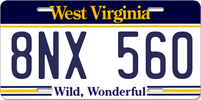 WV license plate 8NX560