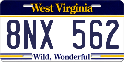 WV license plate 8NX562