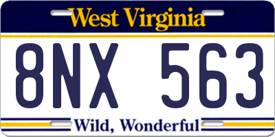 WV license plate 8NX563