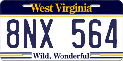 WV license plate 8NX564
