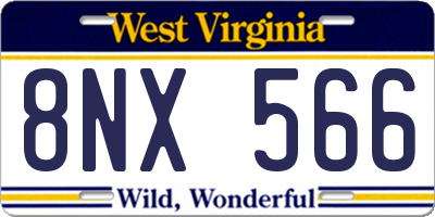 WV license plate 8NX566